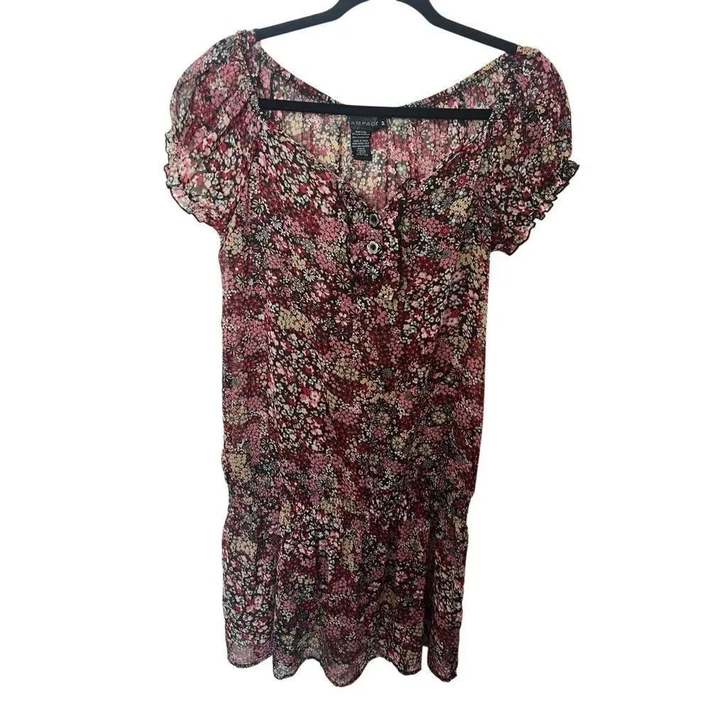Y2K rampage sheet ditsy floral dress dark romantic punk whimsigoth sz M